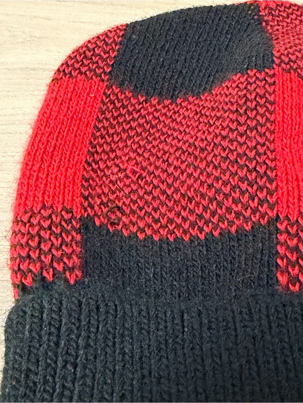 Woolrich red and black buffalo check knit beanie Toddler